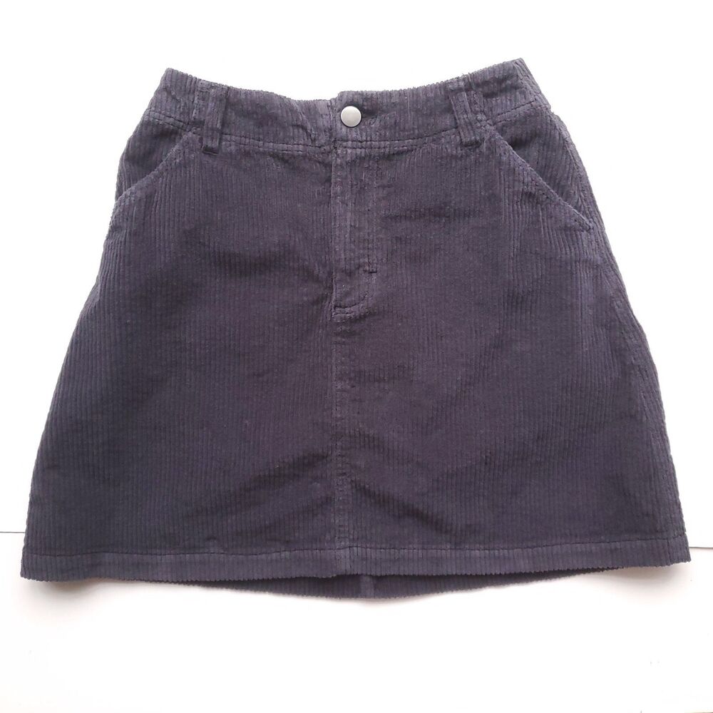 Pact Corduroy Skirt Sz M 17" Long Blue Organic Cotton Sustainable Preppy